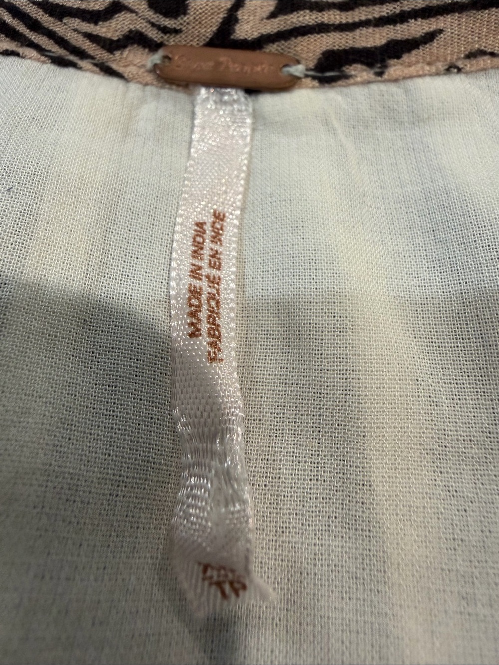 Free People White Embroidered Boho Mini Dress with Blue-Brown Trim - Picture 5 of 5